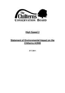 High Speed 2  Statement of Environmental Impact on the Chilterns AONB