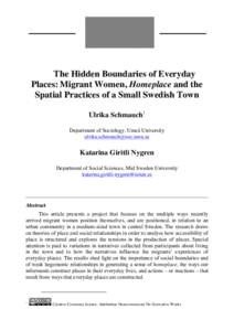 The Hidden Boundaries of Everyday Places: Migrant Women, Homeplace and the Spatial Practices of a Small Swedish Town