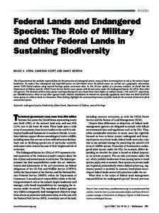 Articles  Federal Lands and Endangered Species: The Role of Military and Other Federal Lands in Sustaining Biodiversity