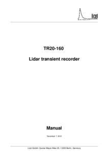 TR20-160 Lidar transient recorder Manual December 7, 2012