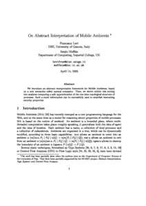 On Abstra
t Interpretation of Mobile Ambients  Fran
es
a Levi DISI, University of Genova, Italy Sergio Maeis Department of Computing, Imperial College, UK levifrandisi.unige.it