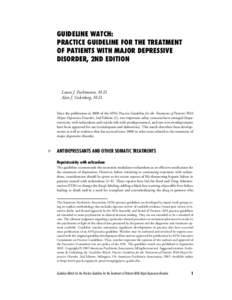 Guideline Watch: Practice Guideline for the Treatment of Patients With Major Depressive Disorder, 2nd Edition