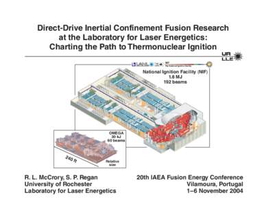 Direct-Drive Inertial Confinement Fusion Research at the Laboratory for Laser Energetics: Charting the Path to Thermonuclear Ignition NIF The National Ignition Facility