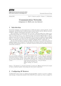 Networked Systems Group Spring 2016 Prof. L. Vanbever and Dr. J. Beutel / T. Holterbach  Communication Networks