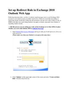 Microsoft Word - Set up Redirect Rule in Exchange 2010 Outlook Web App.docx
