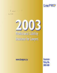 2003 Professional Liability Insurance for Lawyers