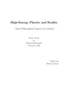 High-Energy Physics and Reality – Some Philosophical Aspects of a Science Ph.D. Thesis by Henrik Zinkernagel