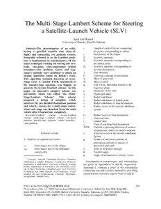 The Multi-Stage-Lambert Scheme for Steering a Satellite-Launch Vehicle (SLV) Syed Arif Kamal *