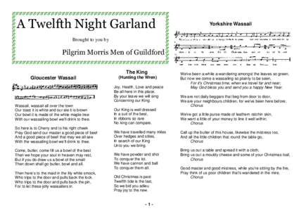 A Twelfth Night Garland  Yorkshire Wassail Brought to you by