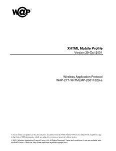 XHTML Mobile Profile Version 29-Oct-2001