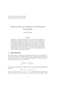 Trends and Applications in Constructive Approximation (Eds.) M.G. de Bruin, D.H. Mache & J. Szabados International Series of Numerical Mathematics Vol. 1?? c 2005 Birkh¨