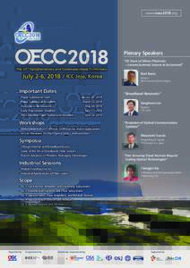 www.oecc2018.org  Jeju, Korea Plenary Speakers “20 Years of Silicon Photonics