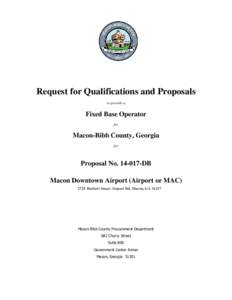 Request for Qualifications and Proposals to provide a Fixed Base Operator for