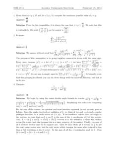 SMT[removed]Algebra Tiebreaker Solutions February 15, 2014