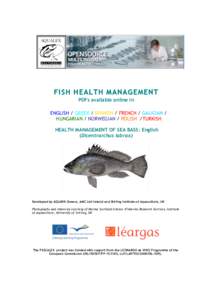 FISH HEALTH MANAGEMENT PDFs available online in ENGLISH / GREEK / SPANISH / FRENCH / GALICIAN / HUNGARIAN / NORWEGIAN / POLISH /TURKISH HEALTH MANAGEMENT OF SEA BASS: English (Dicentrarchus labrax)