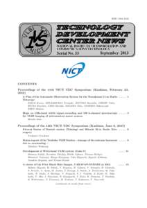 ISSNCONTENTS Proceedings of the 11th NICT TDC Symposium (Kashima, February 23, 2012) A Plan of the Automatic Observation System for the Tomakomai 11-m Radio
