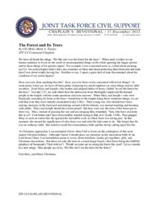 JOINT TASK FORCE CIVIL SUPPORT CHAPLAIN’S DEVOTIONAL / 17 December 2012 Public Affairs Operations 1504 Madison Avenue, Fort Eustis, VA