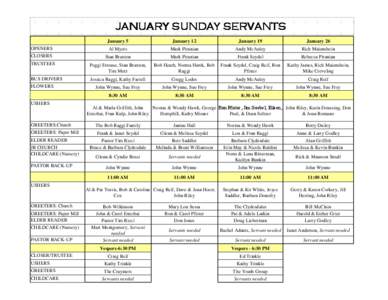 JANUARY SUNDAY SERVANTS January 5