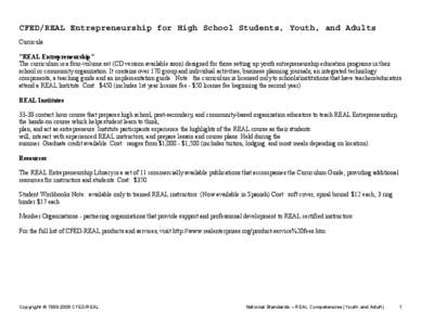 CFED/REAL Entrepreneurship for High School Students, Youth, and Adults Curricula 