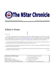 The NStar Chronicle Project North Star Association of Canada Volume 9| Issue 5| December[removed]Editor’s Notes