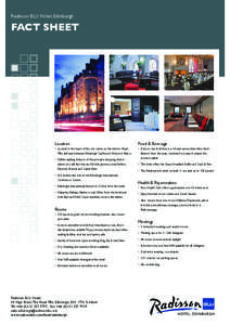 Radisson BLU Hotel, Edinburgh  fact sheet Location