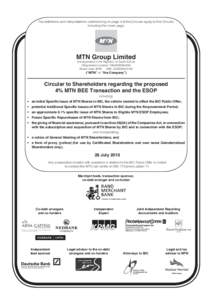 The deﬁnitions and interpretations commencing on page 4 of this Circular apply to this Circular, including this cover page. MTN Group Limited (Incorporated in the Republic of South Africa) (Registration number