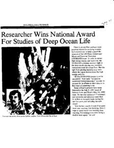 MALAMALAMA/SUMMER  Wins NationalAward Researcher For Studiesof DeepOceanLife $*t