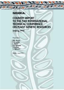 I  NIGERIA: COUNTRY REPORT TO THE FAO INTERNATIONAL TECHNICAL CONFERENCE