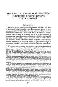 THE REGULATION OF SEABED MINING UNDER THE RECIPROCATING STATES REGIME INTRODUCTION