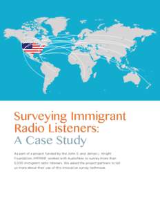 Surveying Immigrant Radio Listeners: A Case Study As part of a project funded by the John S. and James L. Knight Foundation, IMPRINT worked with AudioNow to survey more than 5,500 immigrant radio listeners. We asked the 