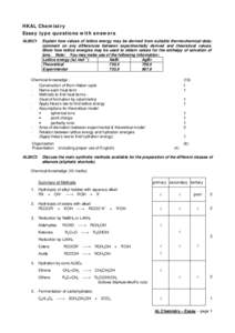 HKAL Chemistry Essay type questions with answers AL85C1 Explain how values of lattice energy may be derived from suitable thermochemical data; comment on any differences between experimentally derived and theoretical val