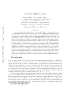 Canonical simplicial gravity Bianca Dittrich∗1 and Philipp A H¨ohn†2 arXiv:1108.1974v1 [gr-qc] 9 Aug