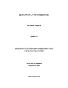 SOUTH AFRICAN LAW REFORM COMMISSION  DISCUSSION PAPER 106 PROJECT 121