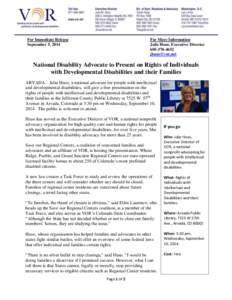 For Immediate Release September 5, 2014 For More Information Julie Huso, Executive Director[removed]