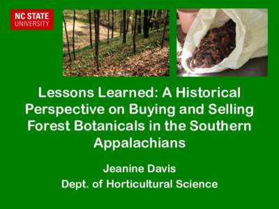 Lessons Learned: A Historical Perspective on Buying and Selling Forest Botanicals