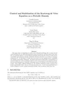Control and Stabilization of the Korteweg-de Vries Equation on a Periodic Domain Camille Laurent Laboratoire de Math´ematiques Universit´e Paris-Sud Bˆ