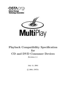 Playback Compatibility Specification for CD and DVD Consumer Devices Revision 1.1  July 11, 2001