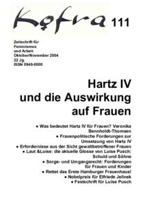 111 Zeitschrift für Feminismus und Arbeit Oktober/NovemberJg.