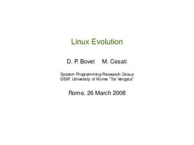 Linux Evolution D. P. Bovet