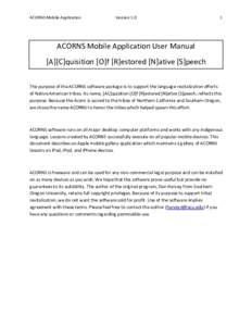 ACORNS Mobile Application  Version 1.0 1