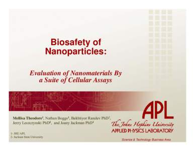 Biosafety y of Nanoparticles: Evaluation of Nanomaterials By a Suite of Cellular Assays