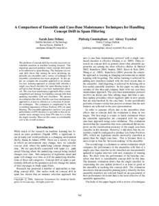 A Comparison of Ensemble and Case-Base Maintenance Techniques  for Handling Concept Drift in Spam Filtering