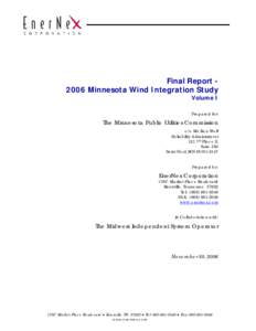 Microsoft Word - MN Wind Integration Final Report - Vol I Nov 2006.doc