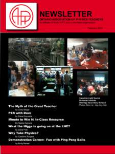 NEWSLETTER  ONTARIO ASSOCIATION OF PHYSICS TEACHERS An Affiliate of the A.A.P.T, and a charitable organization