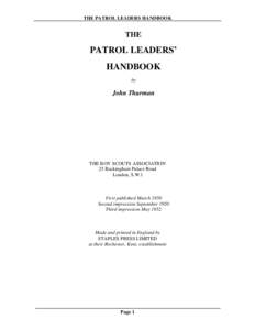 Scout Leader / Scouts / Scout / Patrol / Boy Scouting / Cub Scouting / Introduction to Leadership Skills for Troops / Scouting in popular culture / Scouting / Outdoor recreation / Recreation