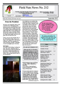 Field Nats News No. 212 Newsletter of the Field Naturalists Club of Victoria Inc. Understanding Our Natural World Est. 1880