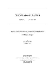 SINO-PLATONIC PAPERS Number 54