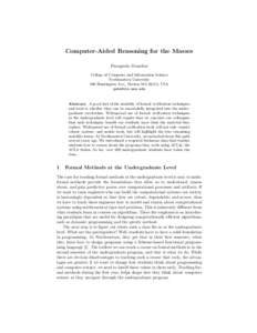 Theoretical computer science / Formal methods / ACL2 / Lisp / Statements / Automated theorem proving / Formal verification / J Strother Moore / Mathematical proof / Conjecture / Algorithm / Reason
