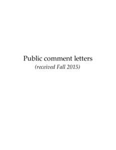 Public comment letters (received Fall 2015) September 30, 2015  Northeast Regional Planning Body