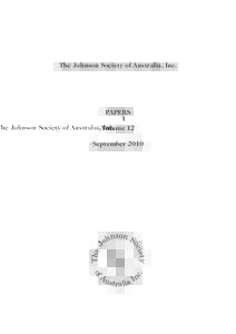 The Johnson Society of Australia, Inc.  PAPERS Volume 12  ns o n S